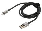 Cablu USB A la USB C 1m negru textil 100W