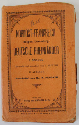 NORDOST - FRANKREICH , BELGIEN , LUXEMBURG , DEUTSCHE RHEINLANDER , HARTA CU DENUMIRI IN LIMBA GERMANA , 1914 foto