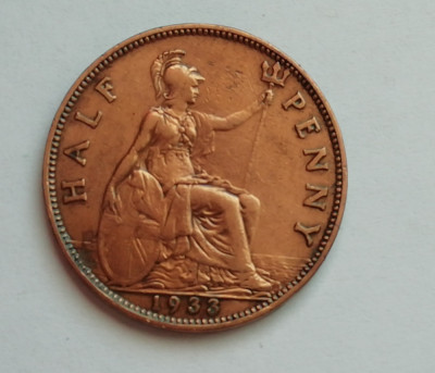 M3 C50 - Moneda foarte veche - Anglia - Half penny - 1933 foto