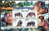 BURUNDI 2011, Fauna, Hipopotami, serie neuzata, MNH, Nestampilat