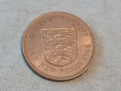 Jersey 10 new pence 1968 foto