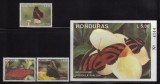 HONDURAS 1992 FAUNA INSECTE FLUTURI, Nestampilat