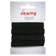 Elastic Croitorie, Bandă, Lungime 300 cm, Lățime 1,2 cm, Negru foto