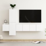 VidaXL Set dulapuri TV, 5 piese, alb, lemn prelucrat