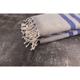 Prosop Din Bumbac Baie | Plajă | SPA | Nisa Gri Cu Dungi Albastru Marin 200 x 100 cm