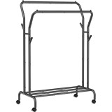 Suport mobil cu roti pentru haine, Artool, cu raft incaltaminte, otel, negru, max 100 kg, 103.5x52.5x155 cm