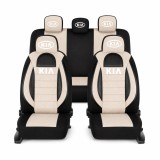 Set Huse Scaune Universale Racing, Bej cu Negru Personalizate cu Kia