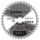 Disc circular Strend Pro TCT 210x2.6x30/20 mm 40T, pentru lemn
