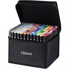 Set 120 Markere Duble, Flippy, pe Baza de Alcool, Geanta Impermeabila Inclusa, Culori Numerotate, 20.3 x 17.5 x 17 cm, Multicolor foto