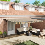 vidaXL Marchiză retractabilă automată cu LED verde și galben 500x300 cm