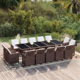 vidaXL Set mobilier de grădină cu perne, 15 piese, maro, poliratan 3095594