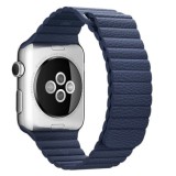 Cumpara ieftin Curea iUni compatibila cu Apple Watch Ultra/SE/8/7/6/5/4/3/2/1, 42mm, Leather Loop, Piele, Midnight Blue