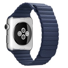 Curea iUni compatibila cu Apple Watch Ultra/SE/8/7/6/5/4/3/2/1, 40mm, Leather Loop, Piele, Midnight Blue