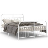 Cumpara ieftin Cadru de pat metalic cu tablie, alb, 140x200 cm