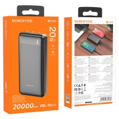 Acumulator Extern Power Bank Borofone BJ19A Incredible, 20000 mA, Power Delivery (PD) 20W - Quick Charge 3.0 - Negru