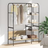 vidaXL Umeraș pentru haine cu rafturi Stejar Sonoma 120x44x160 cm Lemn prelucrat