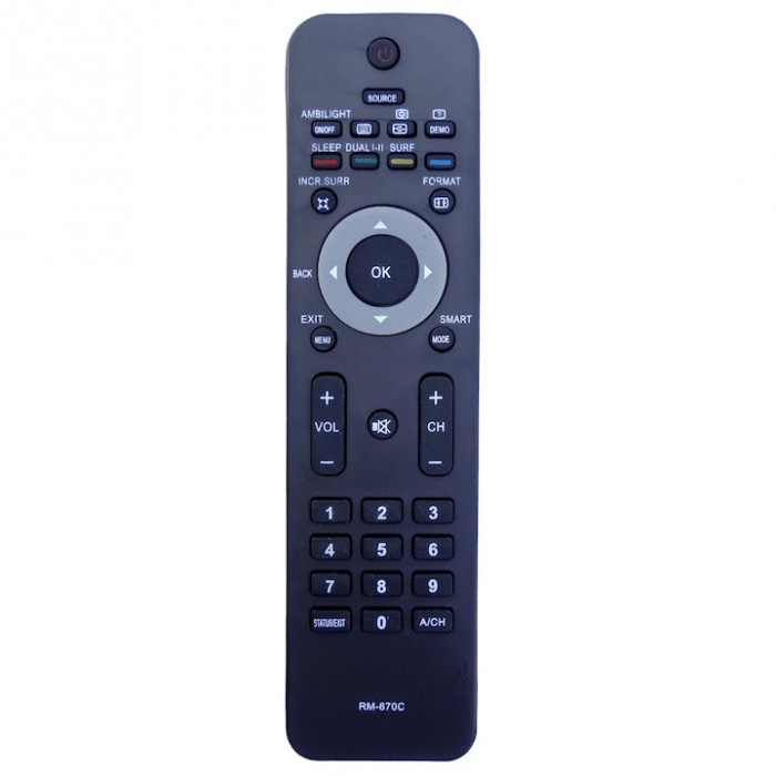 Telecomanda pentru TV/LCD PHILIPS RM-670C, neagra cu functiile telecomenzii originale