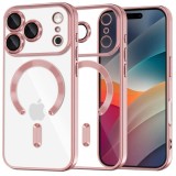 Husa MagSafe pentru Apple iPhone 17 Pro Max, Techsuit, Luxury Crystal, Roz