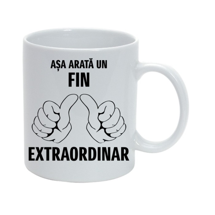 Cana alba personalizata &quot;Asa arata un fin extraordinar&quot;, INOVATIX&reg;. 330ml