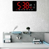Ceas Digital LED Rosu-Alb JH-3604: Alarma, Calendar, Temperatura, Afisaj Ajustabil, 12/24H, Montare pe Perete/Birou, Alimentator Inclus