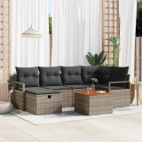 Cumpara ieftin Set de canapele pentru grădină cu pernă 7 pcs Gri Rattan poli