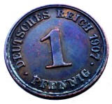 7.939 GERMANIA 1 PFENNIG 1907 J, Europa, Cupru (arama)