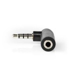 Adaptor audio stereo Jack 3.5 mm tata - 3.5 mm mama cotit 90 4 poli, Nedis
