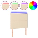 Cumpara ieftin Tablie de pat cu LED, crem, 90x5x118/128 cm, textil