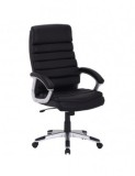 Scaun directorial SL Q087, tapitat cu piele ecologica, suport lombar, mecanism de balans, rotativ, cadru polipropilena, 100 kg, negru