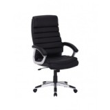 Scaun directorial SL Q087, tapitat cu piele ecologica, suport lombar, mecanism de balans, rotativ, cadru polipropilena, 100 kg, negru