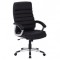 Scaun directorial SL Q087, tapitat cu piele ecologica, suport lombar, mecanism de balans, rotativ, cadru polipropilena, 100 kg, negru