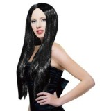 Perucă pentru femei, păr lung, negru, material sintetic, CMCLASS