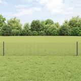 VidaXL Plasa de S&acirc;rmă Sudată cu 11 Posturi U Gri 0.4 x 25 m Oțel