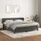 Gossi pat box spring cu saltea, gri inchis, 180x200 cm, catifea