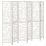 Cumpara ieftin Paravan camera 6 panouri, alb, lemn masiv paulownia