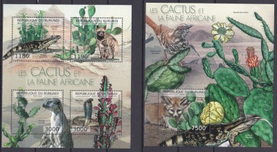 DB1 Flora Cactusi Burundi 6 x MS + SS 2 poze MNH foto