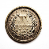 Moneda argint Uruguay 10 centesimos 1877 AG . 900 km # 14, America Centrala si de Sud
