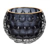 Suport Lumanare Sticla Neagra Margine Aurie 7.8x6cm Elegant Decorativ