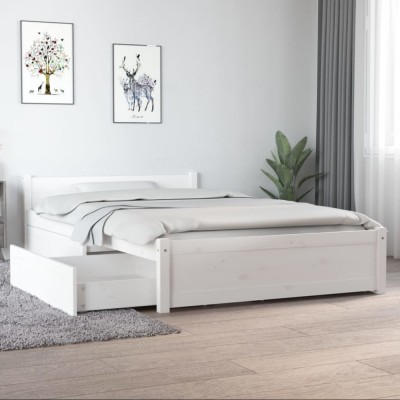 vidaXL Cadru de pat cu sertare Small Double, alb, 120x190 cm 3103540 foto