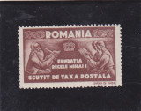 FUNDATIA REGELE MIHAI 1947 &ndash; SCUTIT DE TAXA POSTALA 1 VAL. HARTIE ALBA,MNH.