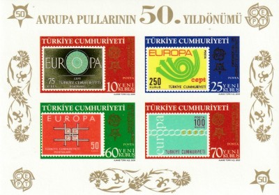 Turcia 2005 - 50 ani Europa CEPT,bloc 4 valori nedantelate,MNH, foto