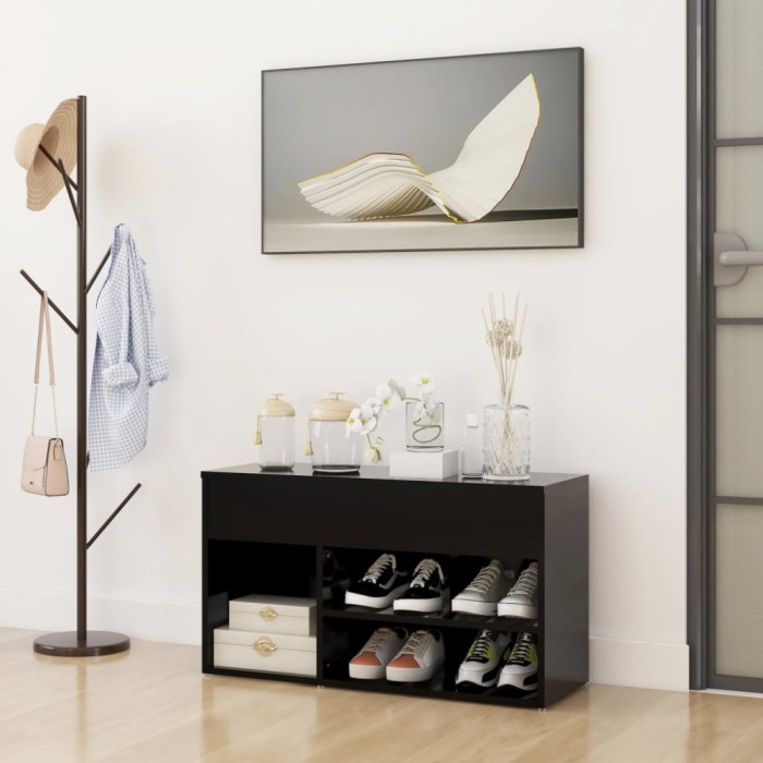Gossi bancheta pantofar, negru, 80x30x45 cm, pal