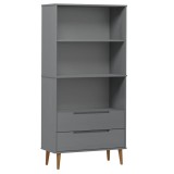 Cumpara ieftin Biblioteca &bdquo;MOLDE&rdquo; gri, 85x35x170,5 cm, lemn masiv de pin