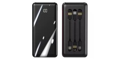 Baterie externa YM405, Fast Charge, Dual USB, intrare microusb, afisaj led, 2A, cu 3 cabluri, Negru, 30000 mAh, Blister