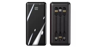 Baterie externa YM405, Fast Charge, Dual USB, intrare microusb, afisaj led, 2A, cu 3 cabluri, Negru, 30000 mAh, Blister foto