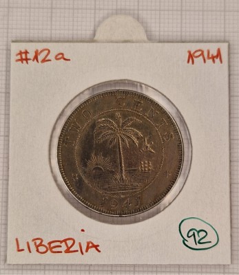 Liberia 2 Cents 1941 KM#12a foto