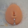 Piercing buric din argint 925 cu cristale zirconia albe in forma de floare, 3.5 cm, tija subtire, SaraTremo