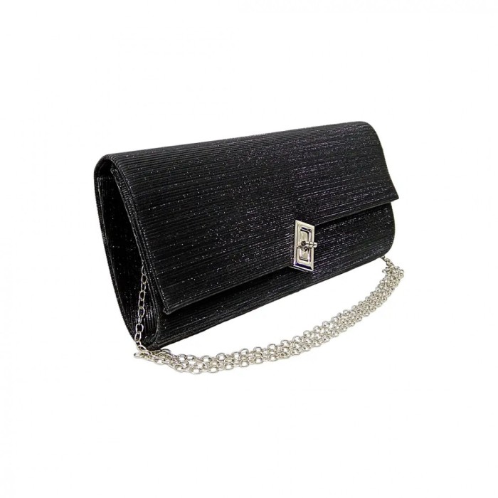Geanta plic de seara, pentru ocazii si petreceri, negru sidef, 26 x 12 cm, Magrot 25002