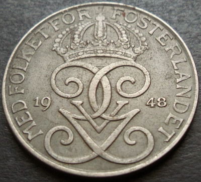 Moneda istorica 5 ORE - SUEDIA, anul 1948 * cod 3023 foto