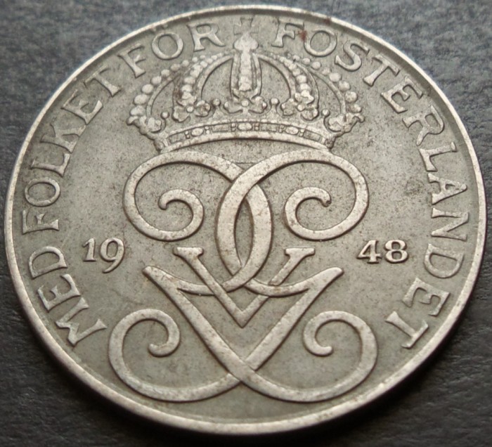 Moneda istorica 5 ORE - SUEDIA, anul 1948 * cod 3023